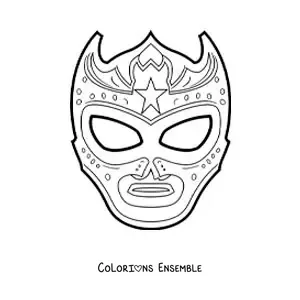 Image à colorier d’un masque de catcheur mexicain à découper
