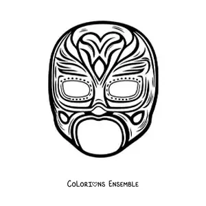 Image à colorier d’un modèle de masque de catcheur