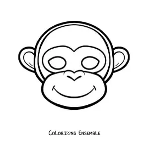 Image à colorier d’un masque de singe pour les enfants