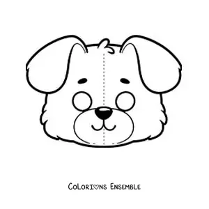 Image à colorier d’un masque de chien à découper
