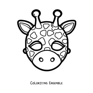 Image à colorier d’un masque de girafe