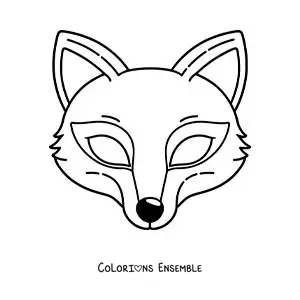 Image à colorier d’un masque de renard pour les enfants
