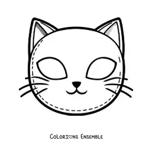 Image à colorier d’un masque de chat facile pour les enfants