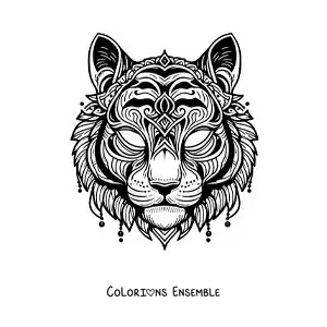 Image à colorier d’un masque de tigre