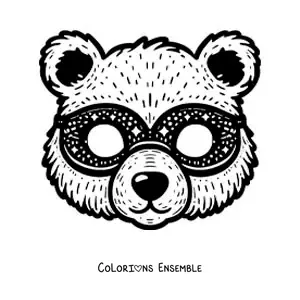 Image à colorier d’un masque d’ours de carnaval