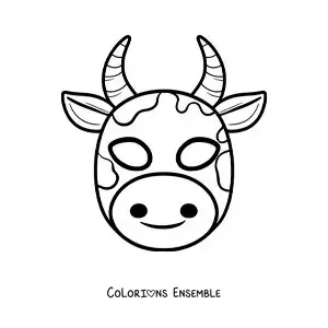 Image à colorier d’un masque de vache