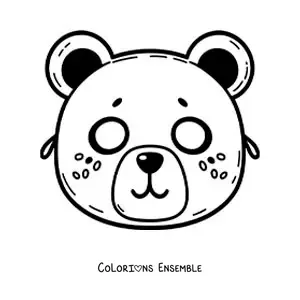 Image à colorier d’un masque d’ours façon dessin animé