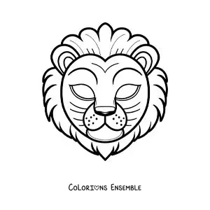 Image à colorier d’un masque de lion facile