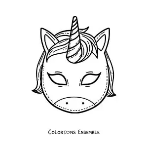 Image à colorier d’un masque de licorne
