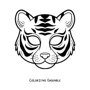 Image à colorier d’un masque de tigre