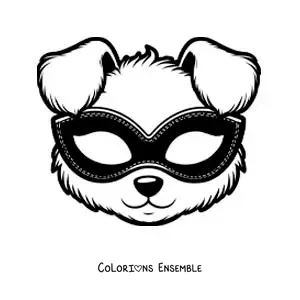 Image à colorier d’un masque de chien de carnaval