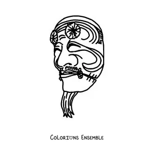 Image à colorier d’un masque japonais Kokushiki-jo