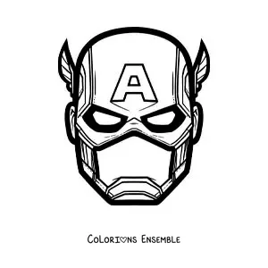 Image à colorier d’un masque de Captain America des Avengers