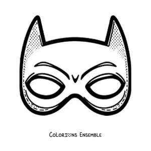 Image à colorier d’un masque de Batman pour les enfants