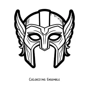 Image à colorier d’un masque de Thor des Avengers