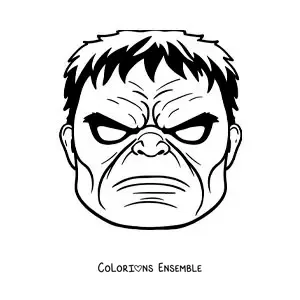Image à colorier d’un masque de Hulk des Avengers