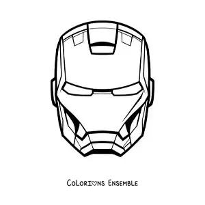 Image à colorier d’un masque d’Iron Man pour un déguisement d’enfant