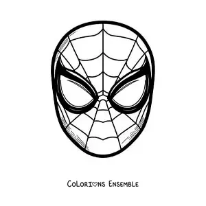 Image à colorier d’un masque de Spiderman facile pour les enfants