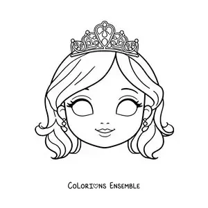 Image à colorier d’un masque de princesse pour les filles