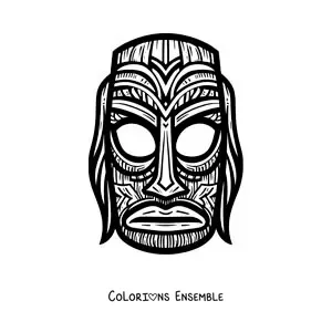 Image à colorier d’un masque tiki