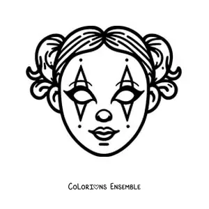 Image à colorier d’un masque de clown pour les filles