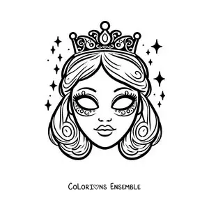 Image à colorier d’un masque de princesse magique