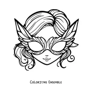 Image à colorier d’un masque pour fille
