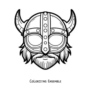 Image à colorier d’un masque de viking