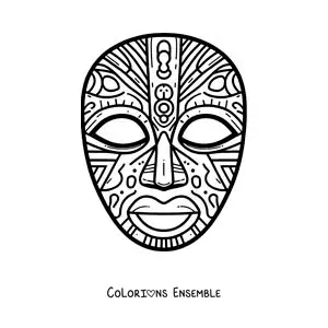 Image à colorier d’un masque africain