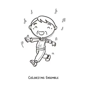 Image à colorier d'un papi qui fait de l'exercice