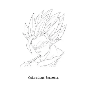 Coloriage du visage de Goku en mode Super Saiyan