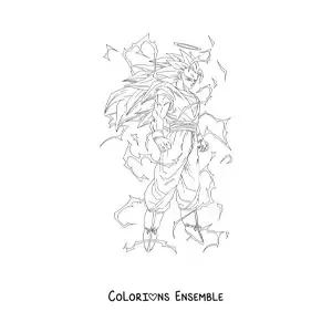 Coloriage de Goku en mode Super Saiyan 3