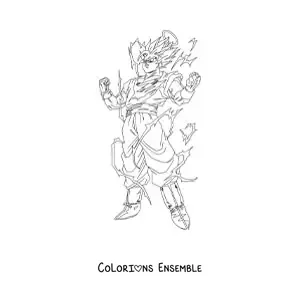 Coloriage de Goku en mode Super Saiyan 2
