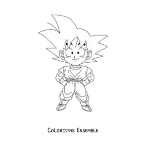 Coloriage de Goku enfant tout kawaii