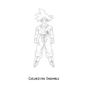 Coloriage de Goku debout, vu de face