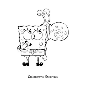 Coloriage de Bob l’éponge avec Gary