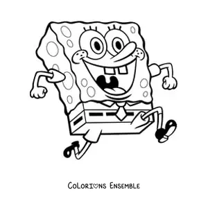 Coloriage de Bob l’éponge qui court tout excité