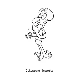Coloriage de Carlo Tentacule en train de jouer de la clarinette