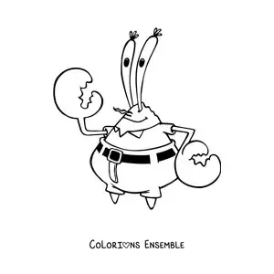Coloriage de Monsieur Krabs qui fait coucou