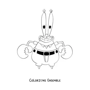 Coloriage de Monsieur Krabs en train de sourire
