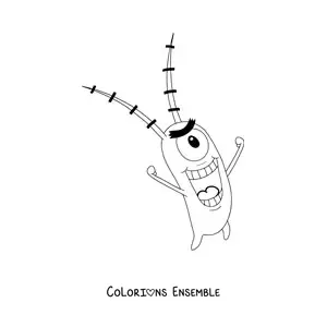 Coloriage de Plankton avec un sourire malicieux