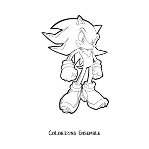 Coloriage de Shadow de Sonic en position de combat