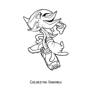 Coloriage de Shadow de Sonic accroupi