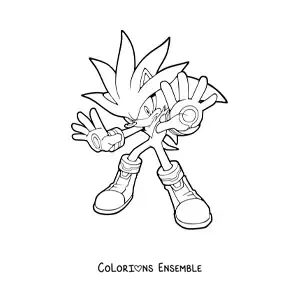 Coloriage de Silver de Sonic, les mains tendues vers l’avant