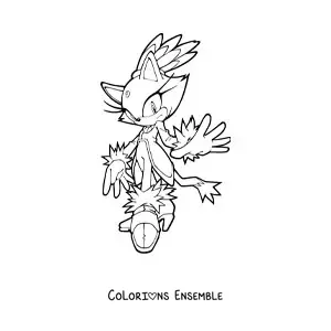 Coloriage de Blaze de Sonic en position de combat