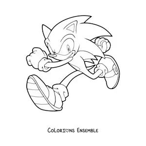 Coloriage de Sonic en train de courir