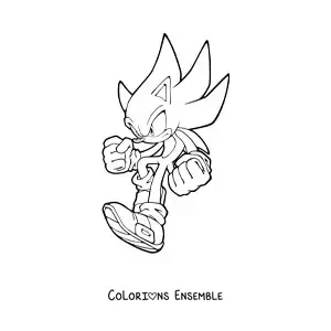Coloriage de Sonic en train d’atterrir