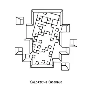 Coloriage d’un creeper de Minecraft vu à travers un trou