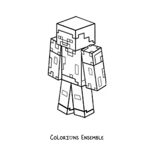 Coloriage de Steve de Minecraft vu d’en haut