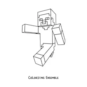 Coloriage de Steve de Minecraft en train de courir